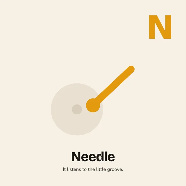 N is for Needle. It listens to the little groove.