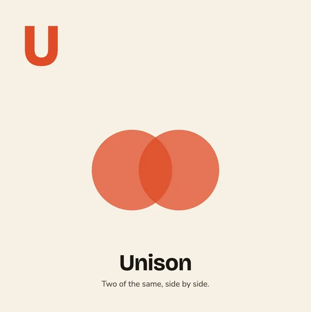 U is for Unison. Two of the same, side by side.