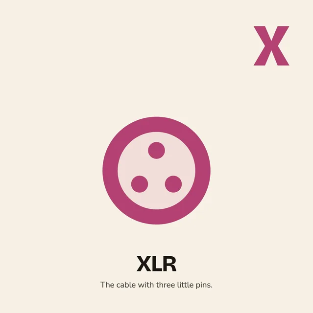 X is for XLR. The cable with three little pins.