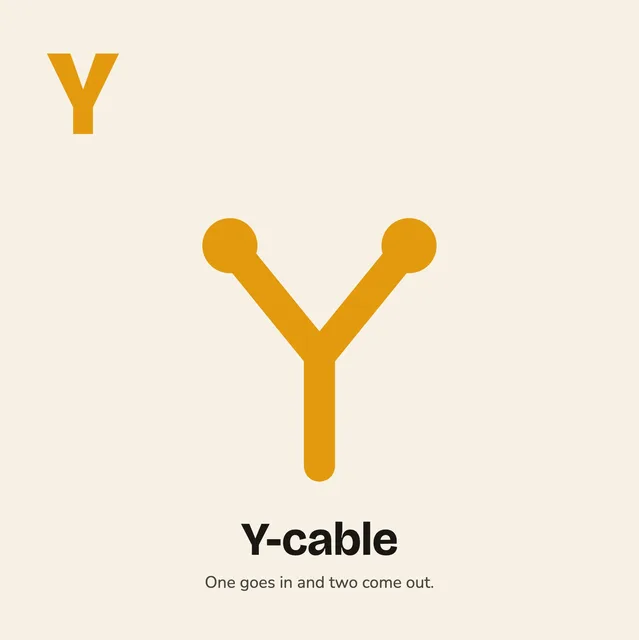 Y is for Y-cable. One goes in and two come out.